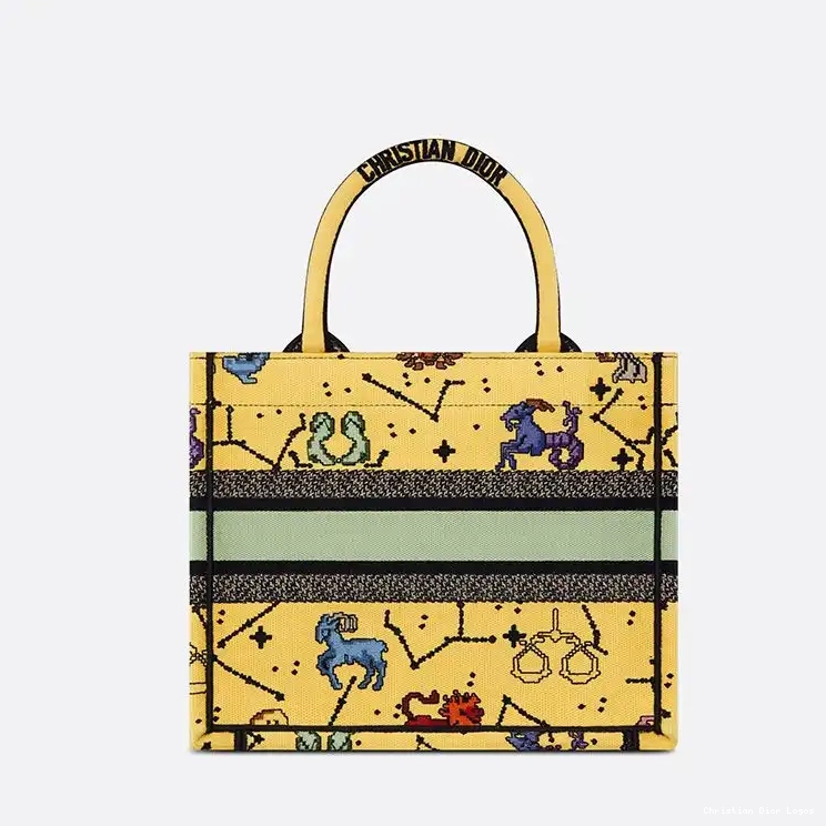 Cheap Pixel Dior Motif Yellow Canvas Tote Book Zodiac 0325 Luxury